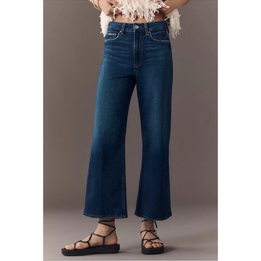 NWT Paige Anessa Wide-Leg Ankle Jeans Overdrive Dark Wash Denim Blue 26 Petite